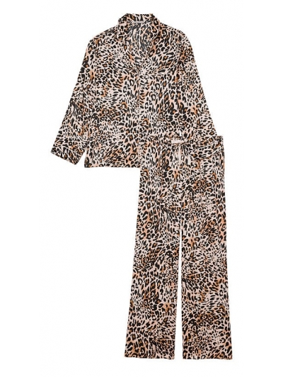 Піжама Сатин Victoria’s Secret Satin Long Pajama Set, Леопардова