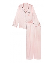 Піжама Люкс Сатин Victoria’s Secret Dew Drop Satin Long Pajama Set, рожева