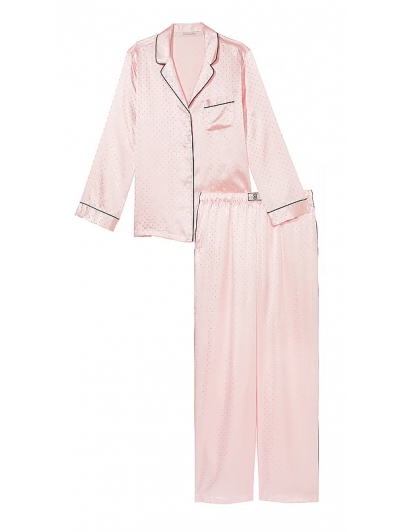 Піжама Люкс Сатин Victoria’s Secret Dew Drop Satin Long Pajama Set, рожева