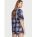 Піжама Victoria’s Secret Flannel Short Pajama Set, Pink Blue/Black Plaid