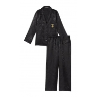 Піжама Сатин Victoria’s Secret Satin Long Pajama Set, Чорна з драконами