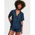 Піжама Victoria’s Secret Flannel Short Pajama Set, Синя/Зелена клітинка