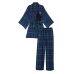 Піжама Victoria's Secret Flannel 3-Piece Set, Синьо-зелена клітинка
