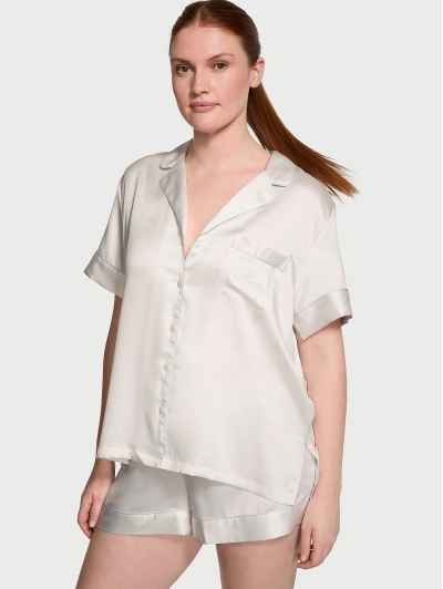 Сатинова Піжама Victoria’s Secret Satin Short Pajama Set, Біла