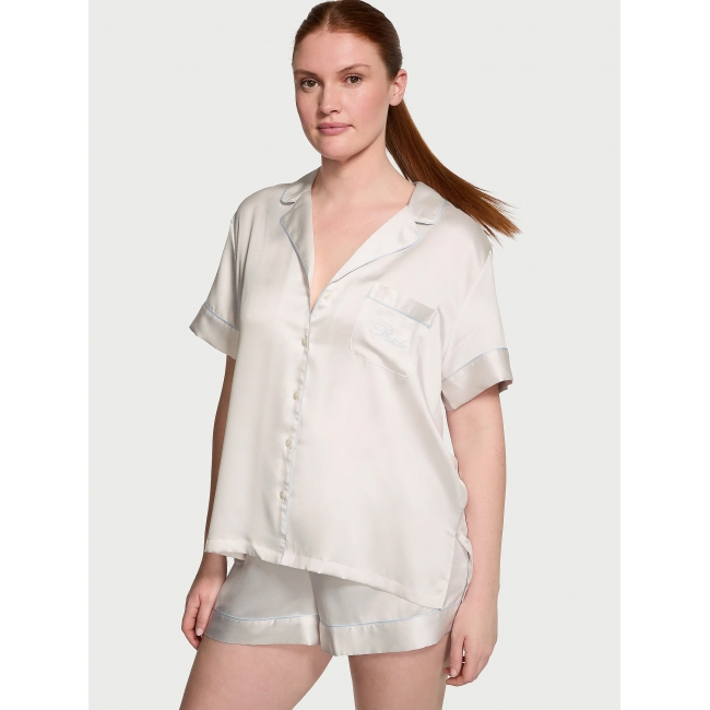 Сатинова Піжама Victoria’s Secret Satin Short Pajama Set, Біла