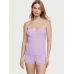 Піжама Victoria's Secret Lace-Trim Pointelle Cami & Shorts Set, Фіолетова