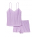 Піжама Victoria's Secret Lace-Trim Pointelle Cami & Shorts Set, Фіолетова