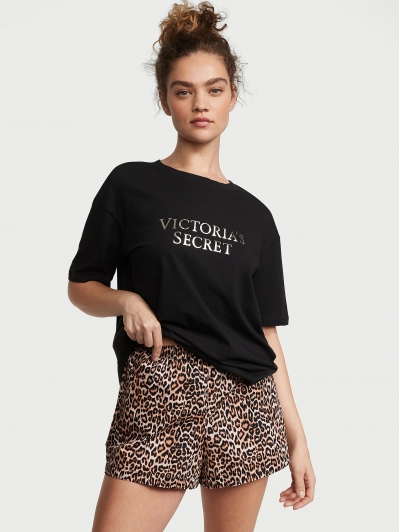 Піжама Victoria's Secret Cotton Short Tee-Jama Set, Леопардова