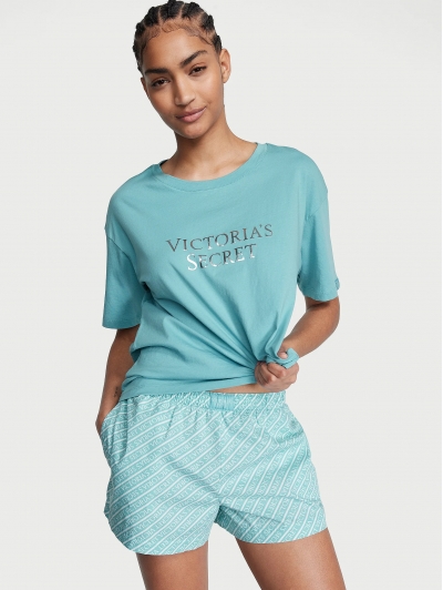 Піжама Victoria's Secret Cotton Short Tee-Jama Set, Бірюзова