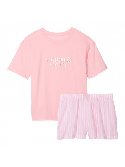 Піжама Victoria's Secret Cotton Short Tee-Jama Set, Рожева смужка