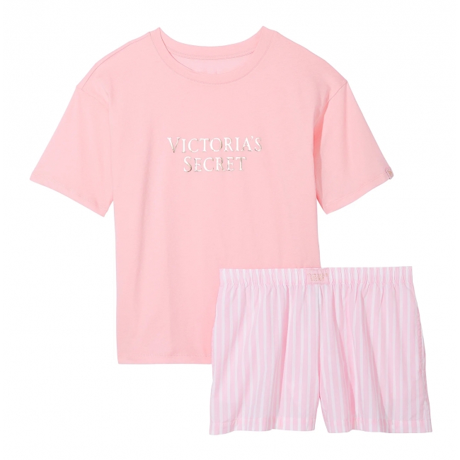 Піжама Victoria's Secret Cotton Short Tee-Jama Set, Рожева смужка