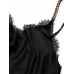 Піжама з атласу Victoria's Secret Victoria's Secret Chain Strap Satin Lace-Trim Cami Shorts Set, Black