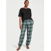 Піжама Victoria’s Secret Flannel Tee-jama Set, Чорна з штанами у зелену клітинку