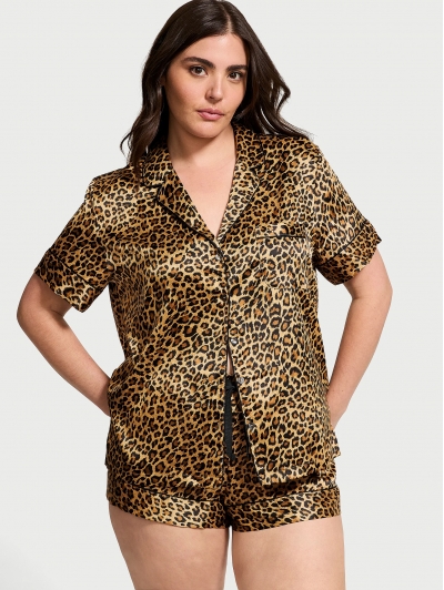 Сатинова Піжама Victoria’s Secret Satin Short Pajama Set, New Glam Leo