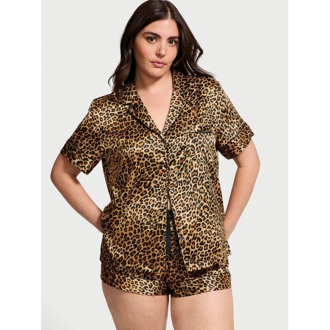 Сатинова Піжама Victoria’s Secret Satin Short Pajama Set, New Glam Leo