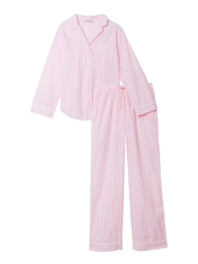 Піжама у рожеву смужку Victoria's Secret Cotton Long Pajama Set, Pretty Blossom Stripe