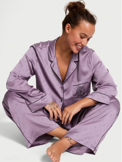 Піжама Сатин Victoria’s Secret Satin Long Pajama Set, Frozen Plum