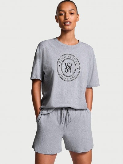 Піжама Victoria's Secret Cotton Short Pajama Set, Сіра