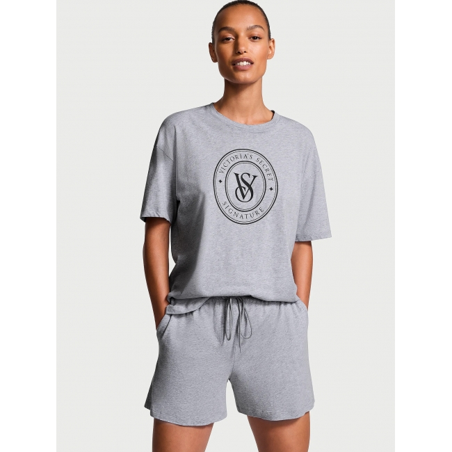 Піжама Victoria's Secret Cotton Short Pajama Set, Сіра