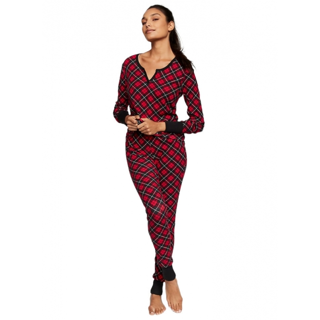 Термо піжама Victoria’s Secret Thermal Long Pajama Set, Червона у ромб