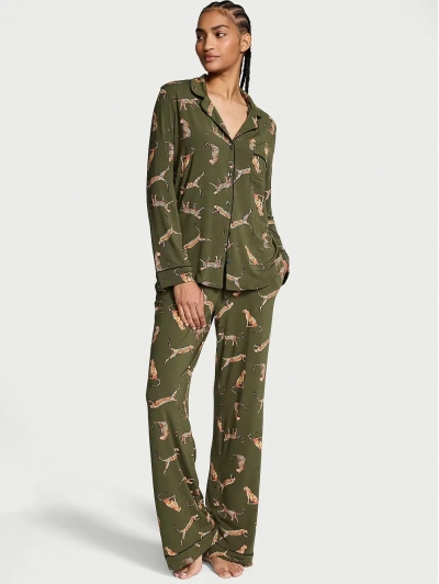 Піжама Victoria’s Secret Modal Long Pajama Set, Green Leopard