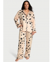 Піжама Сатин Victoria’s Secret Satin Long Pajama Set, Бежева з зірками