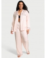 Піжама Люкс Сатин Victoria’s Secret Glazed Satin Dew Drop Long Pajama Set, Ніжно-рожева
