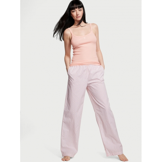 Піжама Victoria's Secret Cotton Long Pajama Set, Рожева смужка
