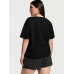 Піжама Victoria's Secret Cotton Short Tee-Jama Set, Чорна з серцями