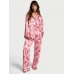 Піжама Сатин Victoria’s Secret Satin Long Pajama Set, Рожева з бантами