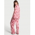 Піжама Сатин Victoria’s Secret Satin Long Pajama Set, Рожева з бантами