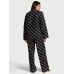 Піжама Victoria's Secret Flannel Long PJ Set, Чорна з лого VS