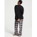 Піжама Victoria’s Secret Flannel Long-Sleeve Tee-Jama Set, Чорна та рожева клітинка