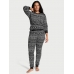 Термо піжама Victoria’s Secret Thermal Long Pajama Set, Чорно-біла з лого VS
