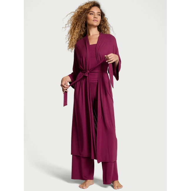 Піжама Victoria's Secret Modal Three-Piece Pajama Set, Plum Rouge