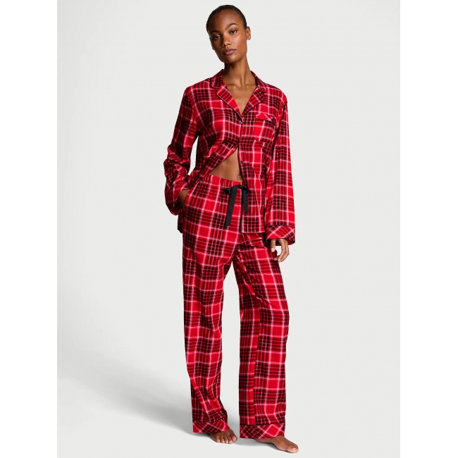 Піжама Victoria's Secret Flannel Long PJ Set, Червона у клітинку