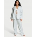 Піжама Victoria's Secret Flannel Long PJ Set, Блакитна смужка