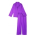 Піжама Сатин Victoria’s Secret Satin Long Pajama Set, Фіолетова з лого VS