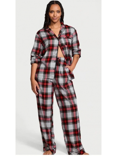 Піжама Victoria's Secret Flannel Long PJ Set, Різнокольорова клітинка