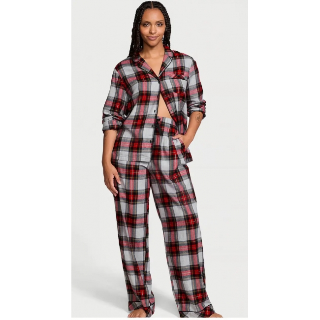 Піжама Victoria's Secret Flannel Long PJ Set, Різнокольорова клітинка