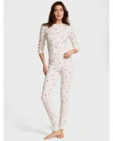 Термо піжама Victoria’s Secret Thermal Long Pajama Set, Біла VS Skiers