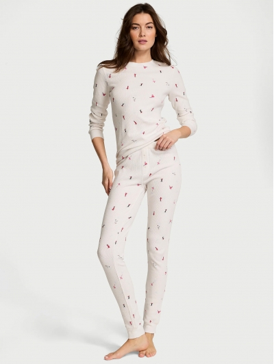 Термо піжама Victoria’s Secret Thermal Long Pajama Set, Біла VS Skiers