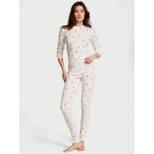Термо піжама Victoria’s Secret Thermal Long Pajama Set, Біла VS Skiers