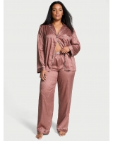 Піжама Люкс Сатин Victoria’s Secret Glazed Satin Dew Drop Long Pajama Set, Vintage Rose