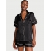 Піжама люкс сатин Victoria's Secret Satin Short PJ Set, Чорна з логотипом VS
