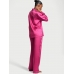 Піжама Сатин Victoria’s Secret Satin Long Pajama Set, Luscious Rose з лого VS