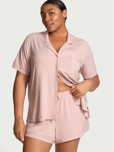 Піжама Victoria’s Secret Modal Short Pajama Set, Рожева з серцями