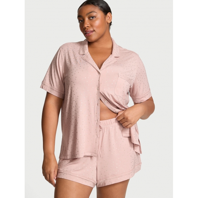 Піжама Victoria’s Secret Modal Short Pajama Set, Рожева з серцями