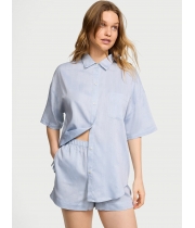 Піжама Victoria's Secret Cotton-Modal Short Pajama Set, Блакитна