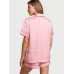 Піжама Сатин Victoria’s Secret Glazed Satin Short Pajama Set, Рожева з серцями